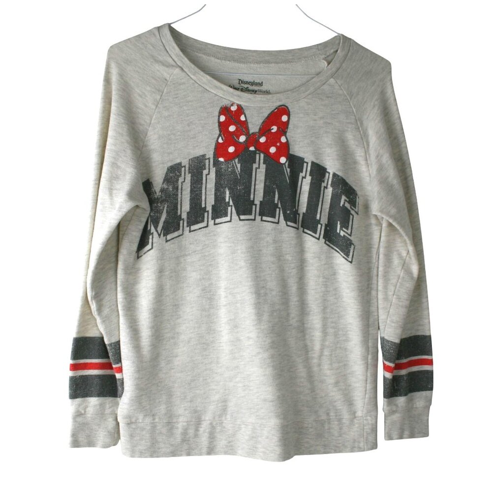 Disney Minnie Mouse Disneyland/Disney World Gray Long Sleeve Sweatshirt Size M - Picture 1 of 3
